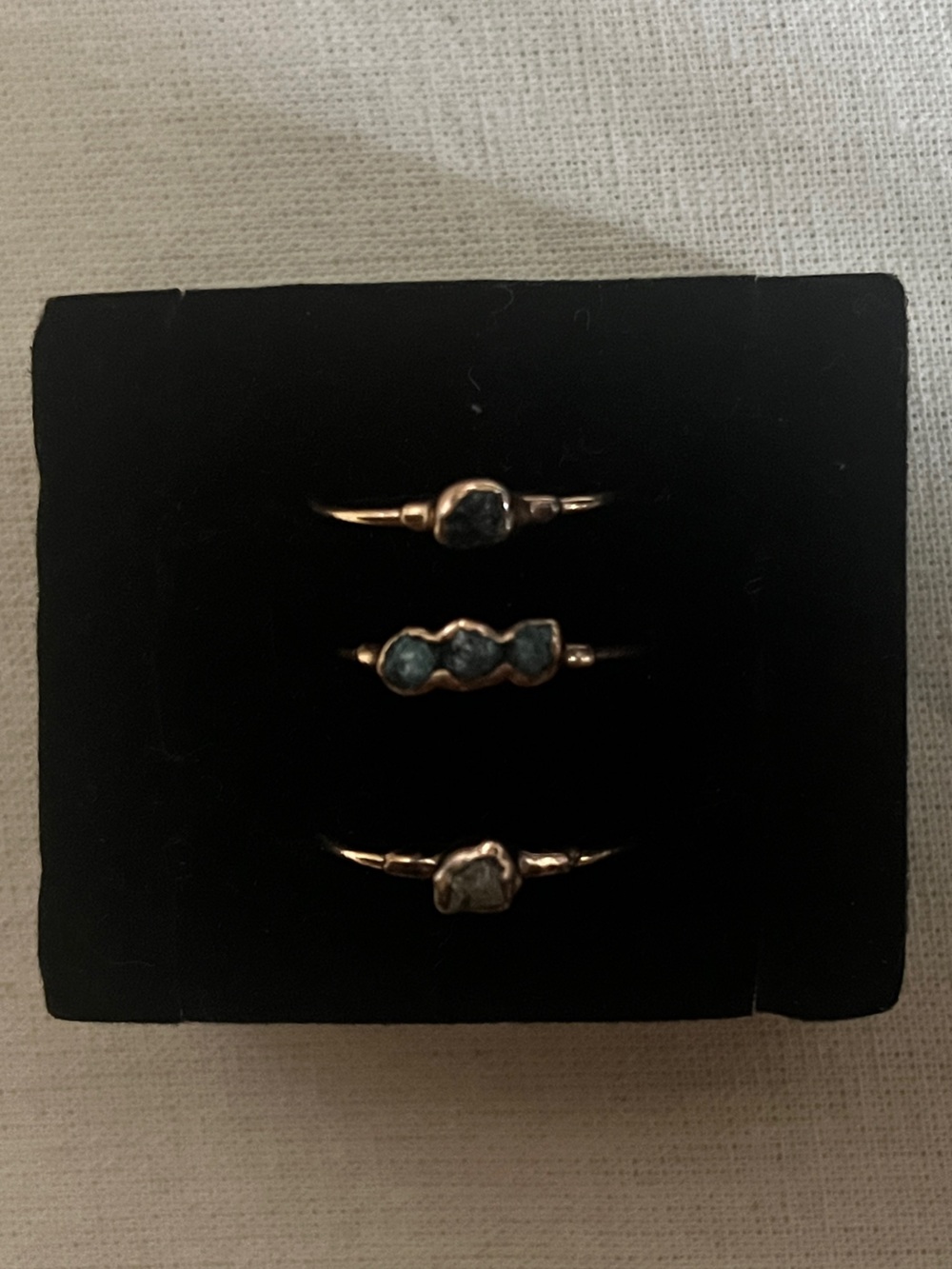 Ringcrush Raw Diamond 18K Rose Gold Filled Stacking Ring Set